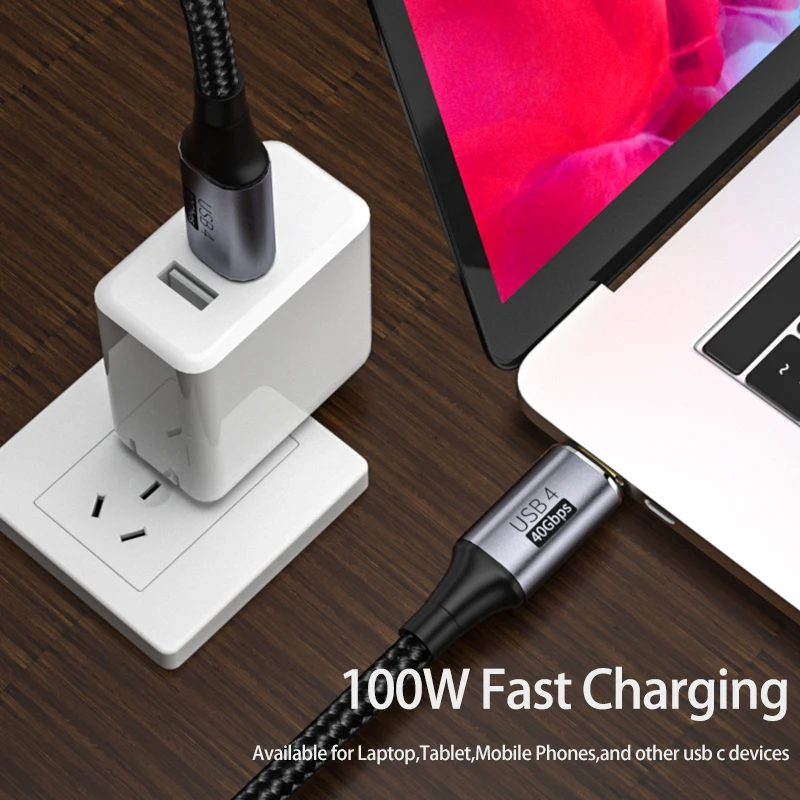 USB 4.0 Ÿ C to cŸ ̺, 40Gbps 8K @ 60Hz PD 100W    ̺ ڵ Ʈ 3/4 ƺ  ƮϿ