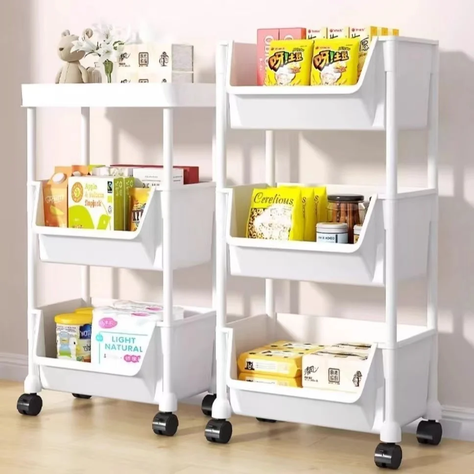 Storage Rack Trolley Mobile Storage Rack Trolley Multi-layer Kitchen Trolley Thicken Metal Cart Snacks Storage Rack with Wheels