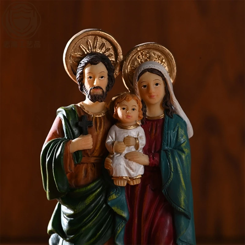 Holy Family Statues Set Colorful Religious Figurine Decors Resin Statue Christmas Decoration Home Ornament Crafts 87HA