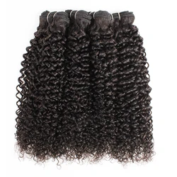 Jerry Curly Human Hair Bundles Black 1/3/4pieces For Full Head Double Wefts Indian Human Hair Extension 10 to 30 Inches KissHair