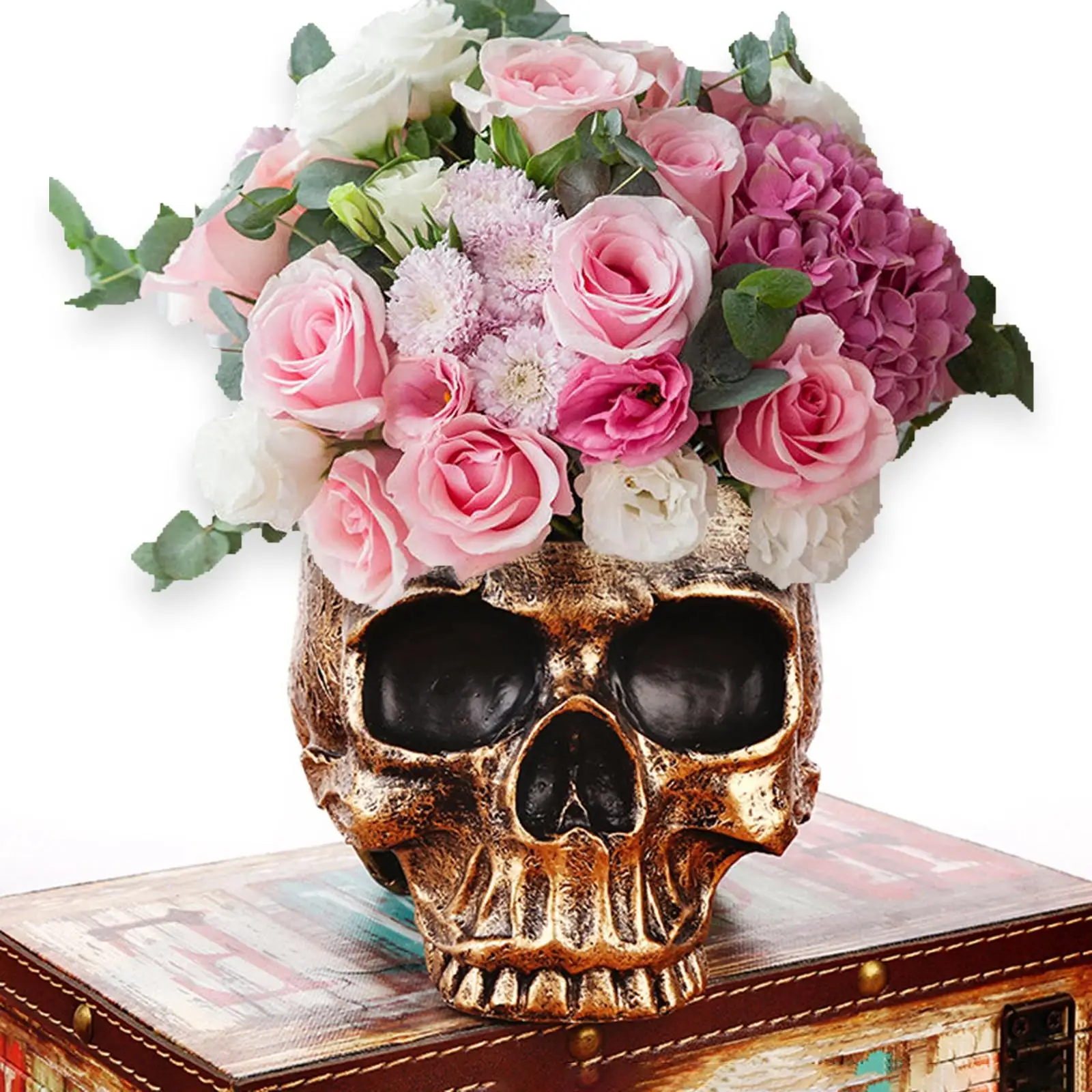 

Skull Flowerpot Resin Artware Sculpture Planter Container for Bar Home Decoration