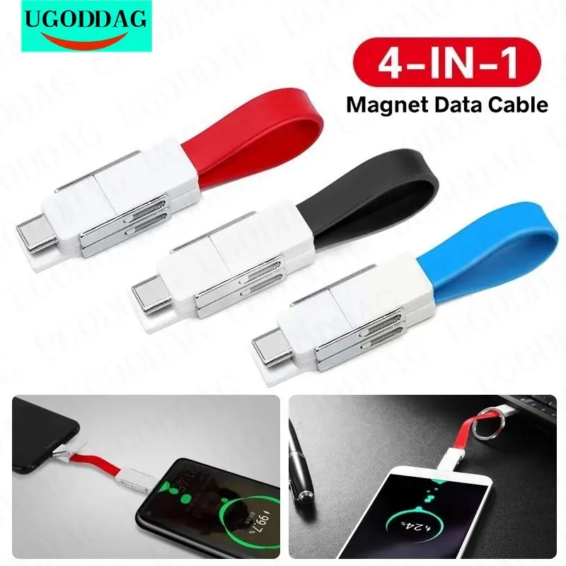 Chaveiro Magnético Cabo Usb Micro Usb Charge Wire Usb tipo c 8pin Portátil Curto Power Bank Data Cord para Iphone Android em