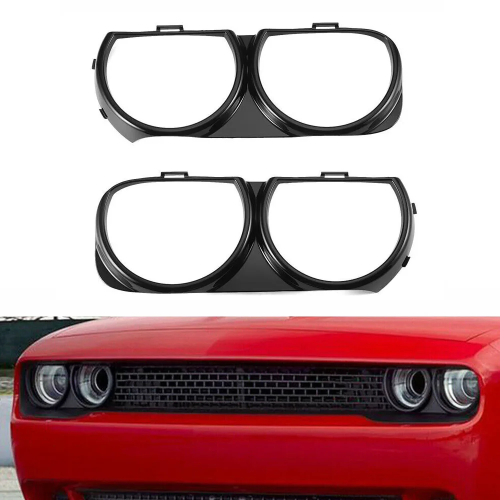

Pair LH＆RH Front Headlight Lamp Bezel Trim for Dodge Challenger 2015-2021 US