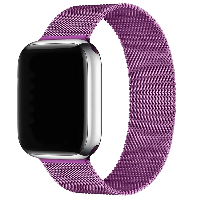 Magnetic Band Compatible with Apple Watch 45mm 44mm 42mm Adjustable Milanese Clasp Loop Strap for iWatch Series 7/6/5/4/3/2/1 SE Purple