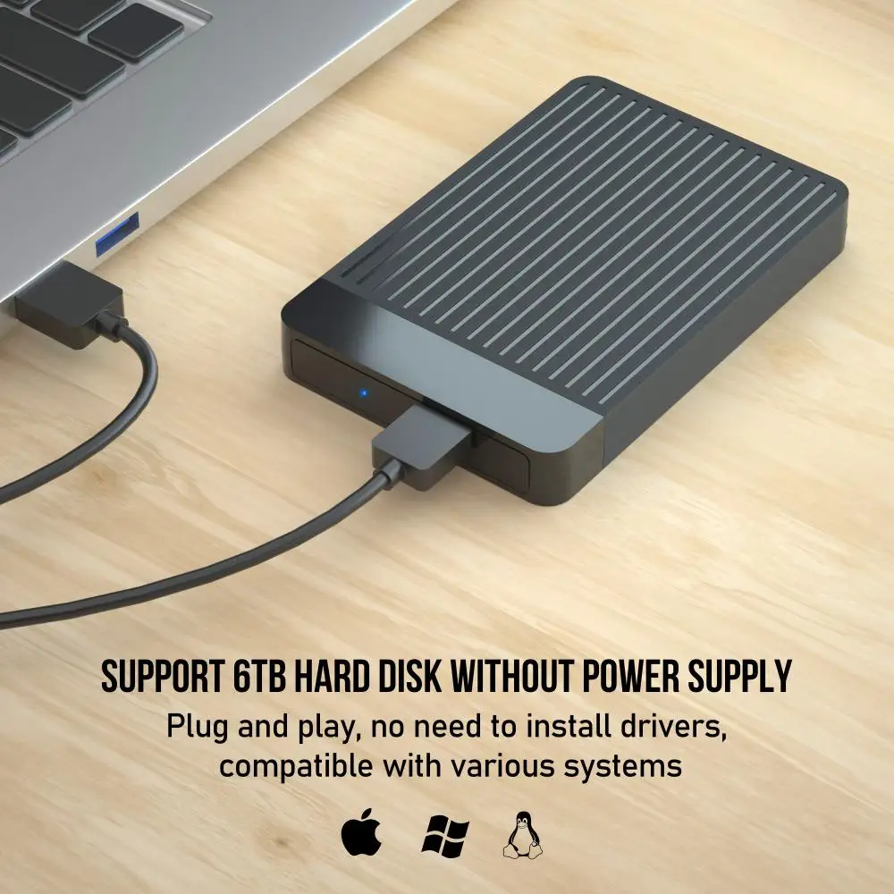 ϵ ̺ Ŭ  ϵ ũ ڽ, SSD SATA-USB C Ÿ ̺,  , 6TB ϵ ũ ڽ, 2.5 ġ ̽
