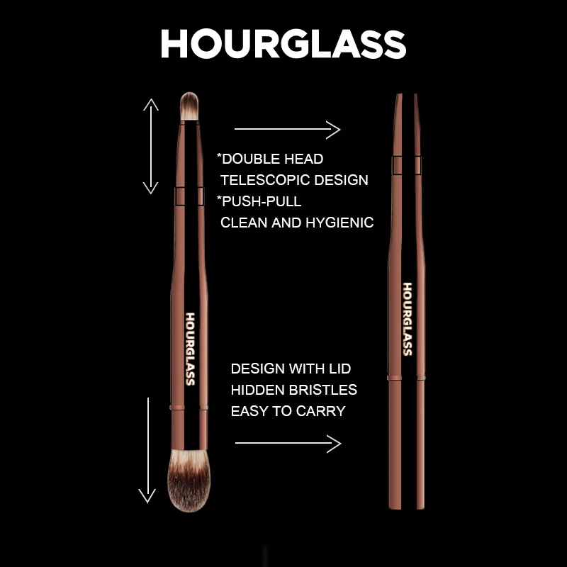 Hourglass Makeup Brush- No.28 Double Head Retractable Multifunctional Makeup Brush Concealer Highlight Face Makeup Brush 2