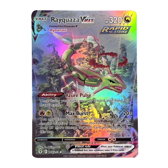 Rayquaza VMAX Rainbow Shiny Holographic UV Printed Plastic Card