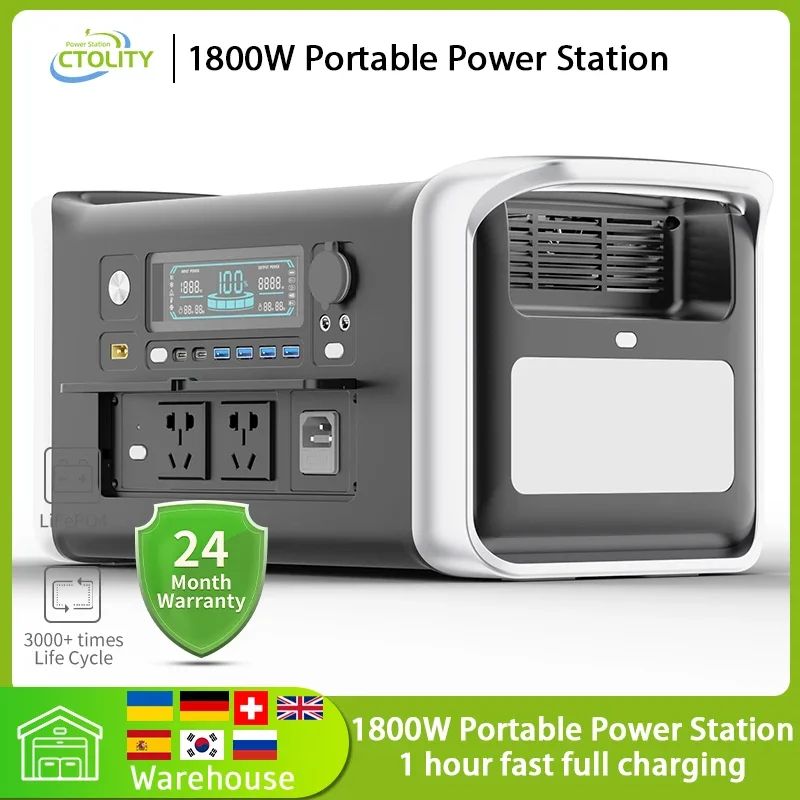 ポータブル発電所,1800W, 3600W,1時間の急速充電,高品質の
