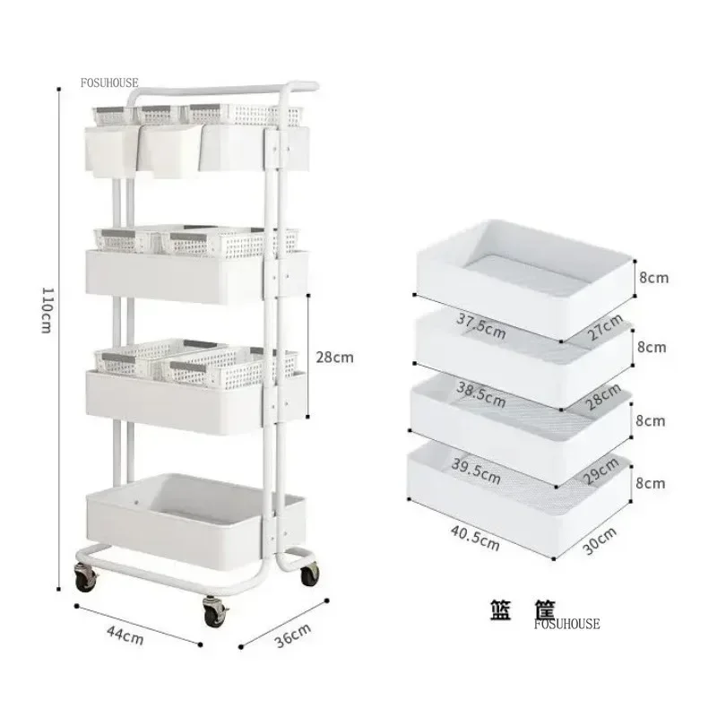 2/3/4-Tier Carbon Steel Trolley with Wheel Bar Kitchen Bathroom Bedroom Storey Snacks Storage Rack cart Makeup Organizer c