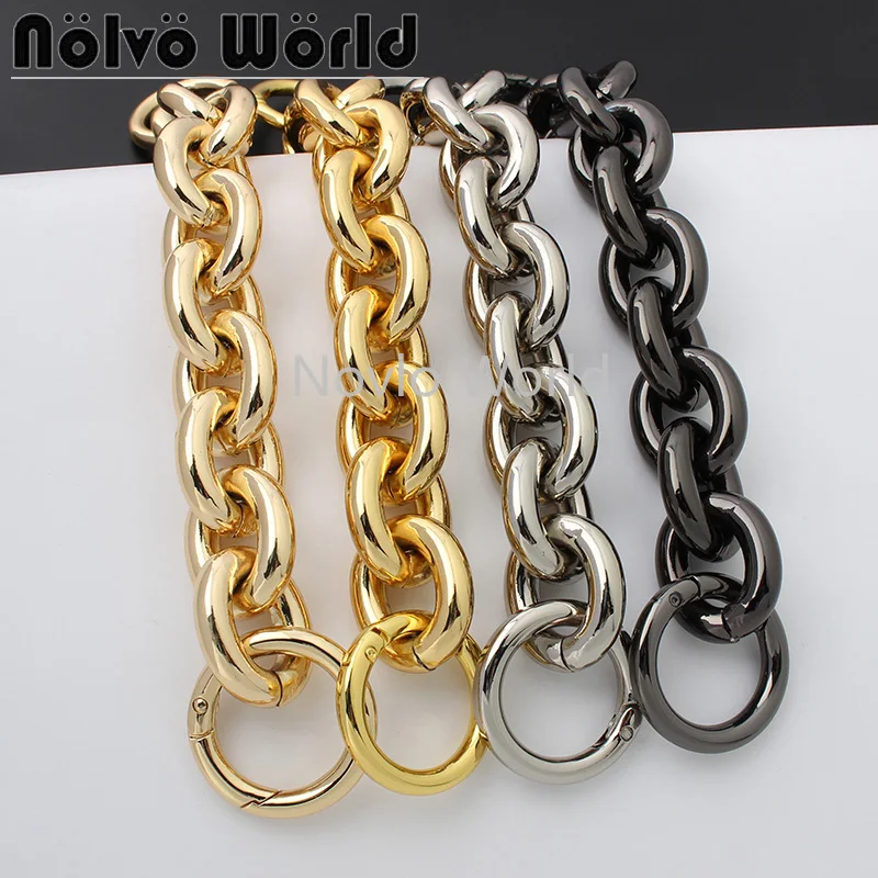 1-5pieces 45-60-120cm 4 colors 7.5mm thick 27*32mm K gold big size aluminuml chains with spring rings for DIY handbag