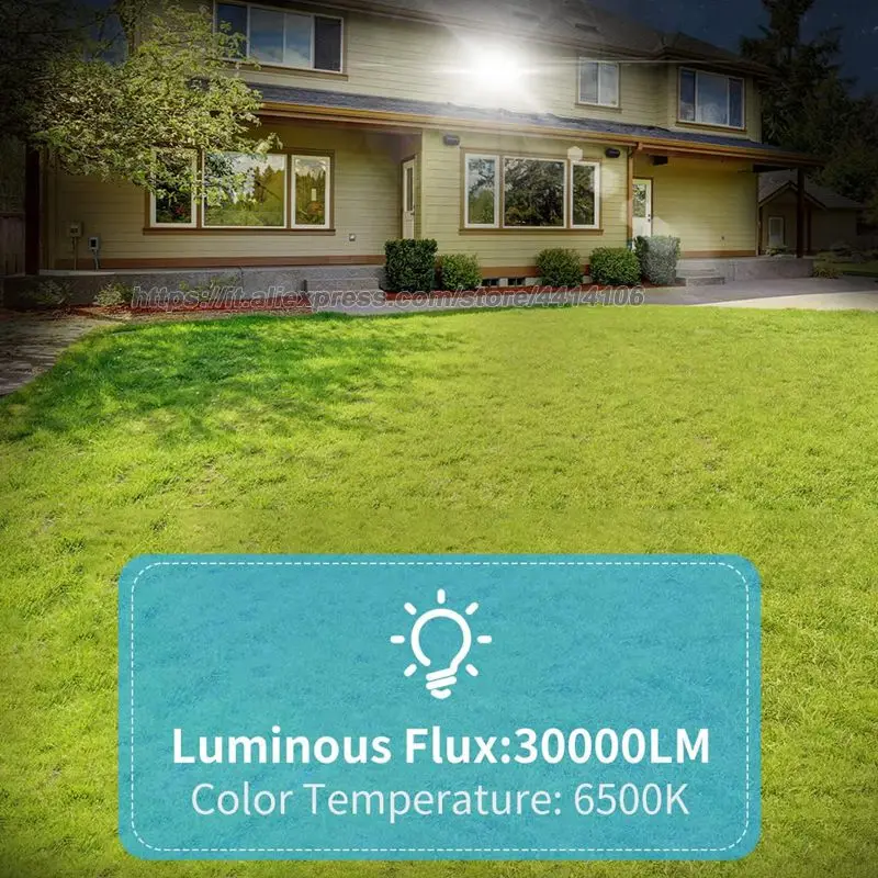 300W LED 투광 조명, 더 넓은 조명 각도를 갖춘 매우 밝은 실외 보안 조명, 6000K 일광 흰색, IP66 방수