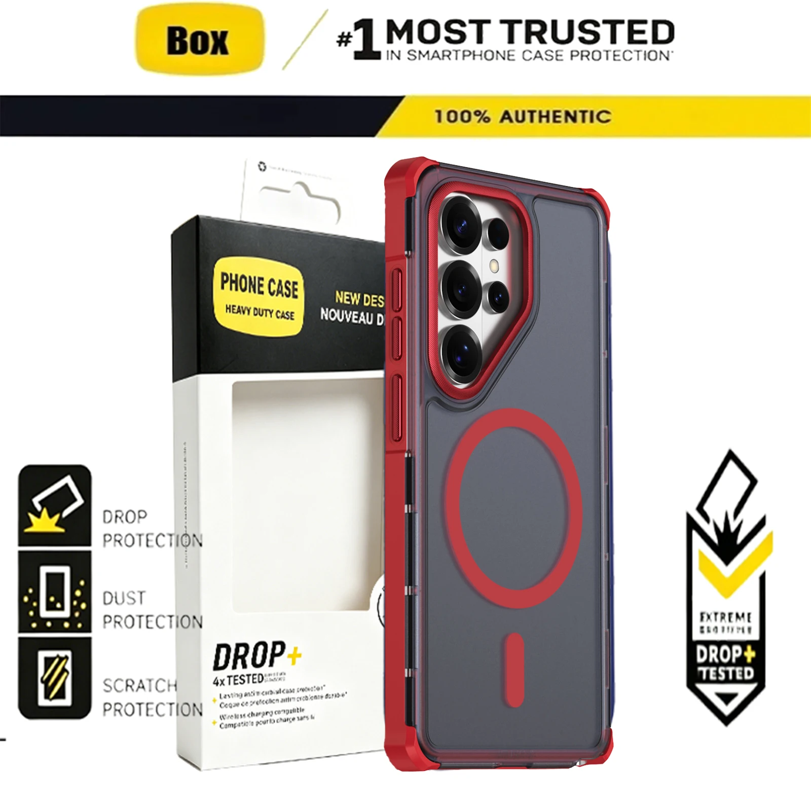 Hybrid Rugged Armor Shockproof Case with MagSafe Charging Compatibility