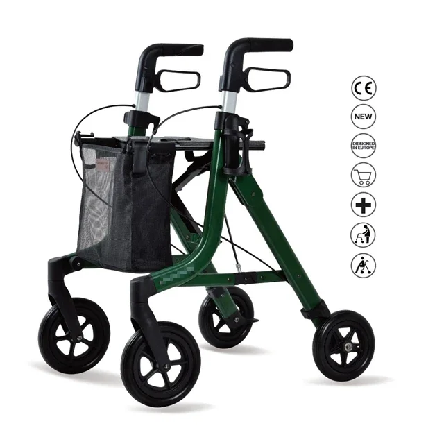 Rollator Walker with Seat, Comfortable Handles and Thick Backrest, Folding Walker for Seniors