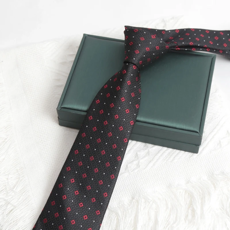 Men Classic Black Tie Luxury 8CM Necktie Stripes Ties for Man Groom Jacquard Woven Elegant Neck Tie for Business Wedding Party