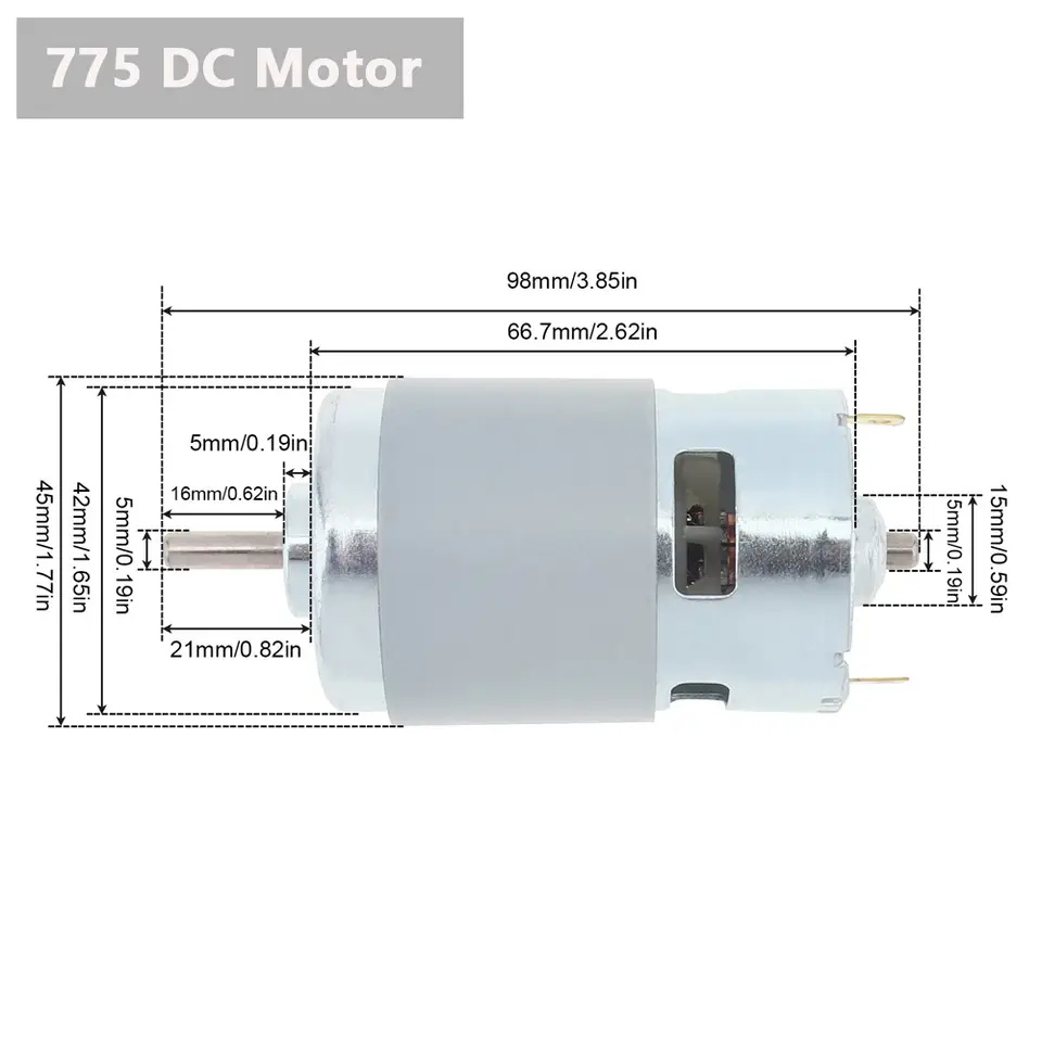 775 DC Motor 12V 3000-15000RPM High Speed Large Torque Motor for Small Drill/Micro Machine Tool with Ball Bearing and Fan Blades image 2