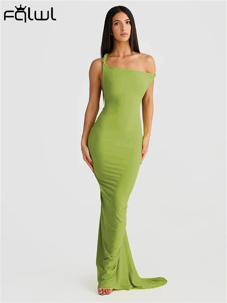 

Habbris Spring Sexy Green Off Shoulder Maxi Dress Vacation Clothing For Women 2024 Backless Bodycon Long Dresses Party Vestidos