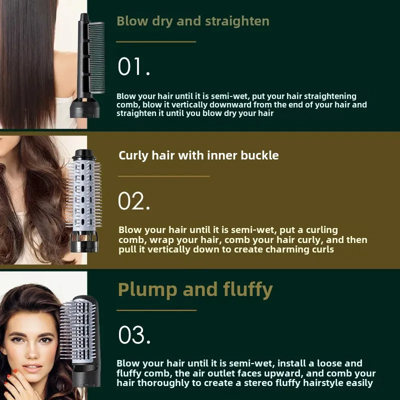 Multi-Functional Hot Wind Comb Straightening Brush Curling Brush 110V Negative Ion Blow Dryer Blow Wind Machine From China
