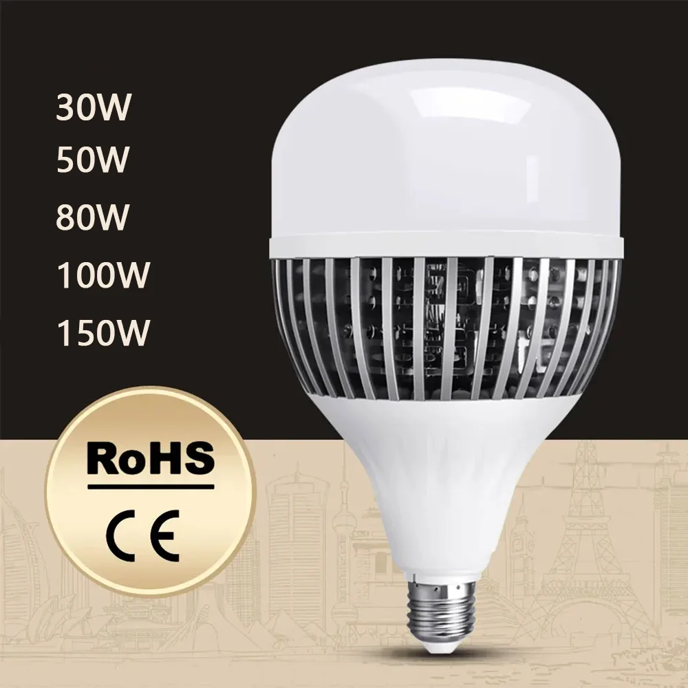 100W E27 LED Bulb 220V Super Bright Large Size 11x20cm Energy Saving Lamp for Home Garage Warehouse Office Lighting Fixture