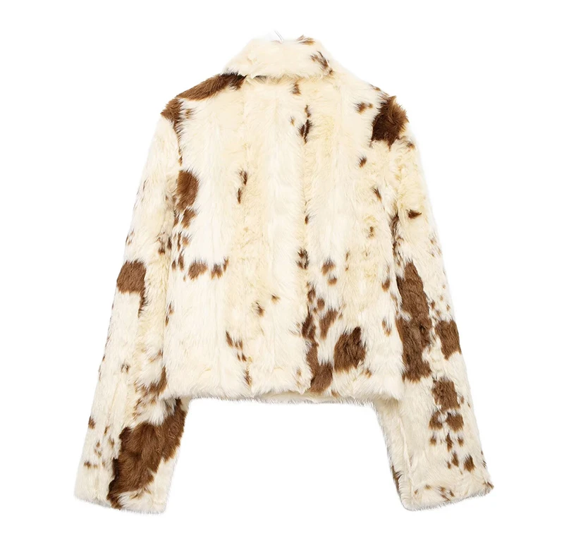 thumbnail image 3 of Abrigo polar con estampado de leopardo para mujer, chaqueta peluda de moda de otoño e invierno, abrigo cárdigan esponjoso de piel sintética, 3 of 5