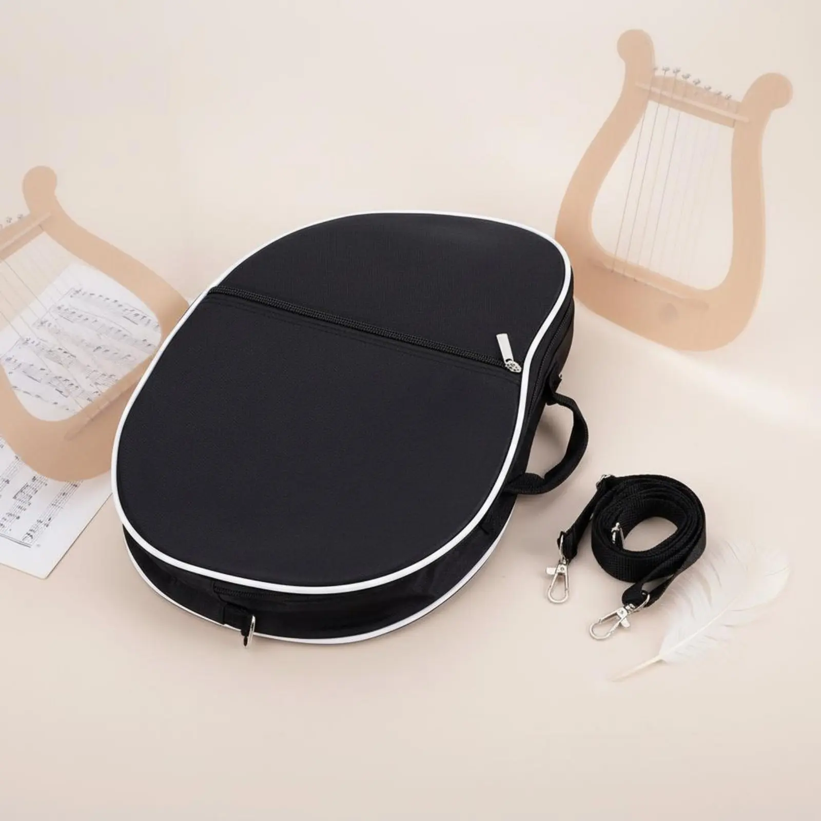 19 현 라이어 휴대용 케이스 휴대용 디자인 옥스포드 천 라이어 케이스 소형 하프 보관 가방 부드러운 내부 안감 하프 보관 가방