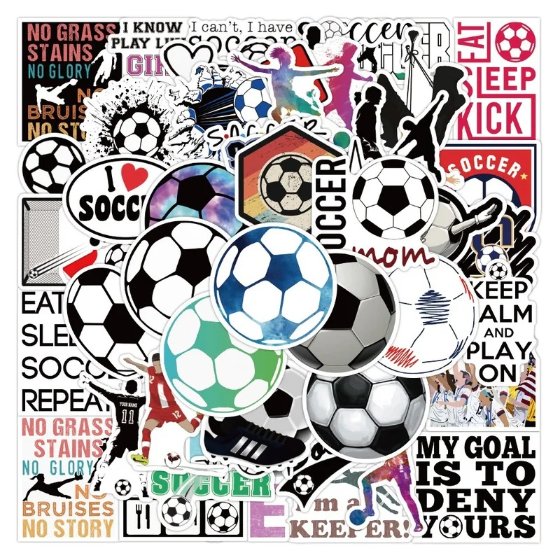 100 Adesivi Calcio PVC Per Decorazione Fai Da Te - Impermeabili Per Bottiglie, Quaderni, Scrapbooking - 4-7 Cm
