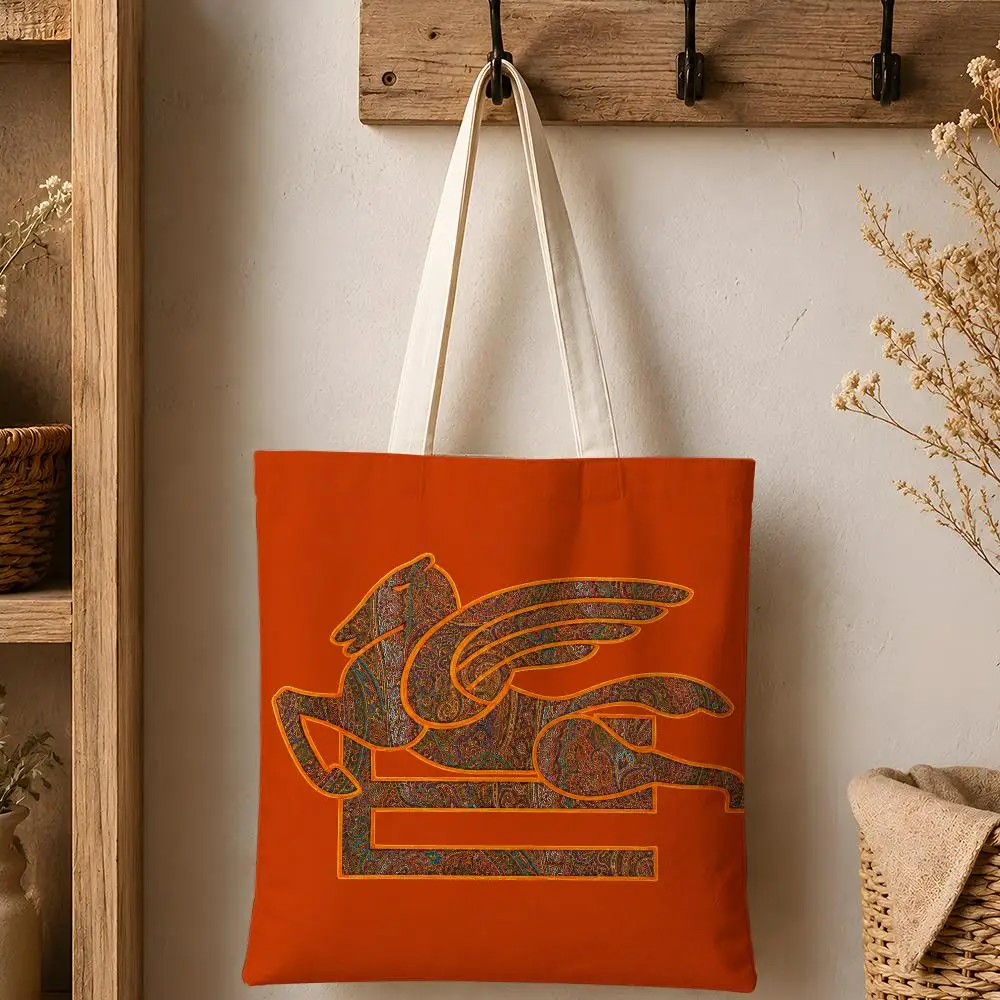 Eco-Friendly Cotton Canvas Tote Bag - Reusable Large Capacity Fashion Storage Bag