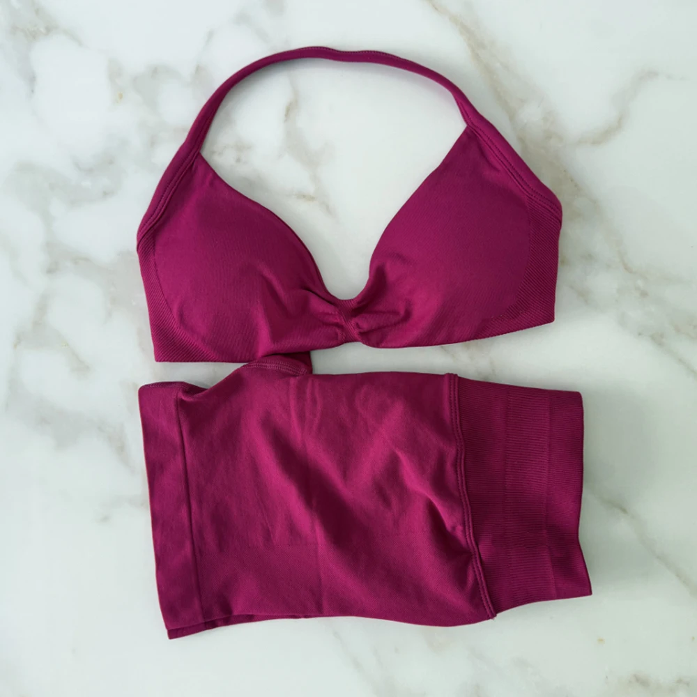 Sports Bra Set Gym Workout Set Yoga Set Fitness Set Sports Set Sportswear Set Women Strappy High Waist 2 Piece