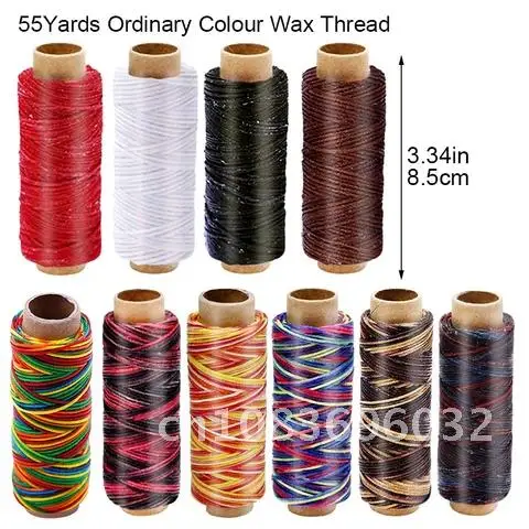 

10 Pcs MIUSIE Durable Leather Waxed Thread Tools Cord for DIY Handicraft Tool Hand Stitching Thread Flat Waxed Sewing Line