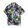 Summer Breathable Hawaiian Shirts Men Coconut Tree Printed Short Sleeve Button Down Vacation  Plus Size 5
