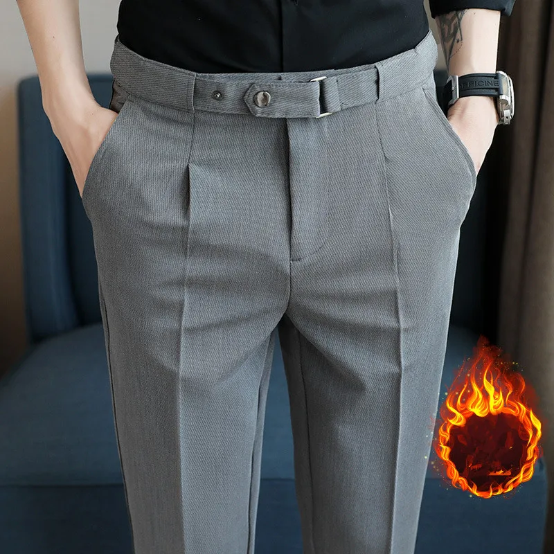 

Winter Plush Thickened Men's Casual Pants Male Dress Pants Classic Business Trousers Fashion Young Men's Clothing