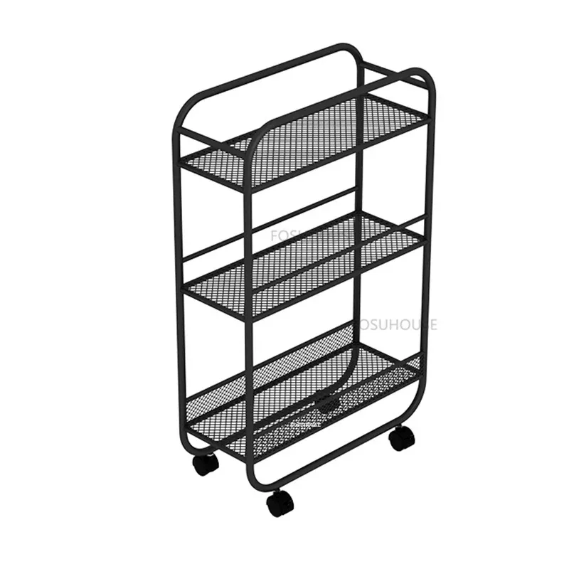 Nordic Stainless Steel Kitchen Trolley for Furniture Storage Cart Light Luxury Multifunction Multilayer Household Auxiliary Cart