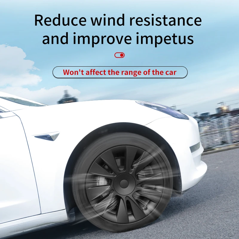 4PCS Hubcaps 18 inches Full Coverage Knife Wheel Cover Design for Tesla Model 3（-） Wheel Hubcap Replacement Accessories