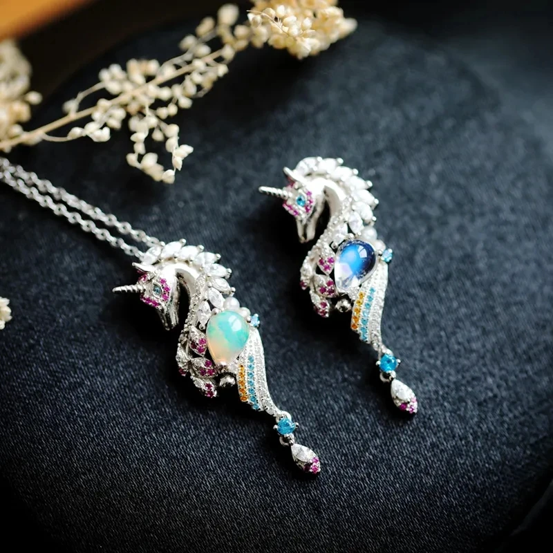 

Изысканный, модный, роскошный, сверкающий, имитирующий Натуральный топаз кулон единорог, имитирующий красочный аметист кулон в подарок