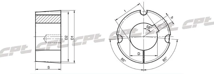 Description Picture 5 of itemCPT HTD 8M 32 tooth steel Synchronous Pulley for timing belt 30mm wide belts, 32-8M-30-1615