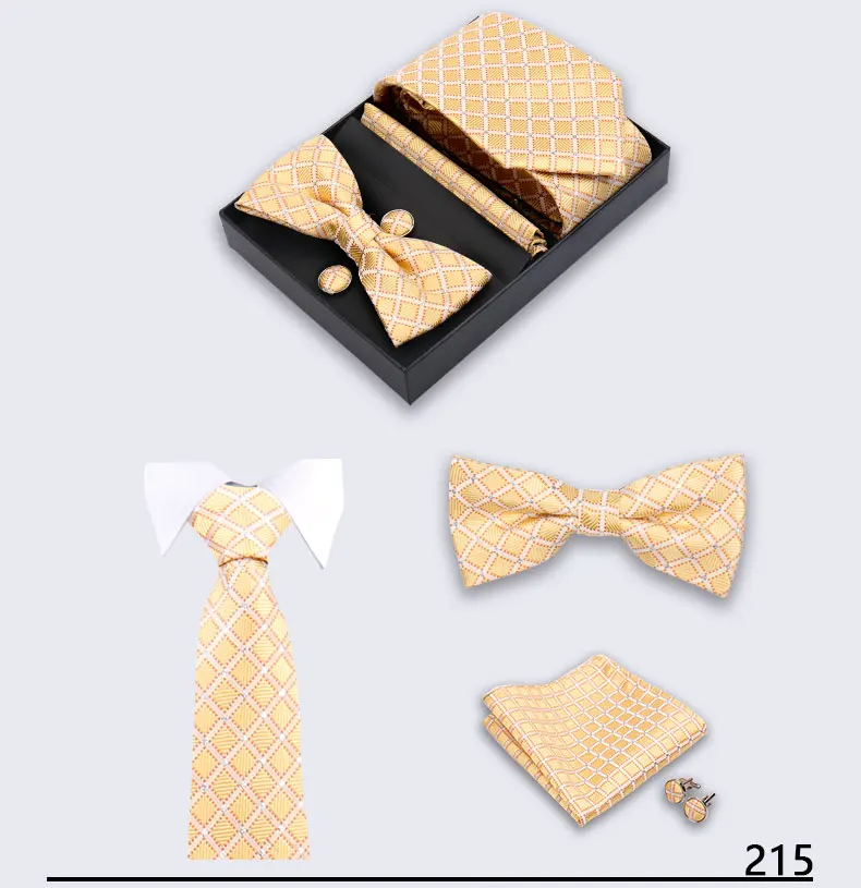 Herren-Krawattenset mit Box, Paisley-gestreifte Hochzeitskrawatte für Herren, Fliege, Einstecktuch, Manschettenknöpfe, Geschenkset, Business-Anzug-Accessoires – Detail 17