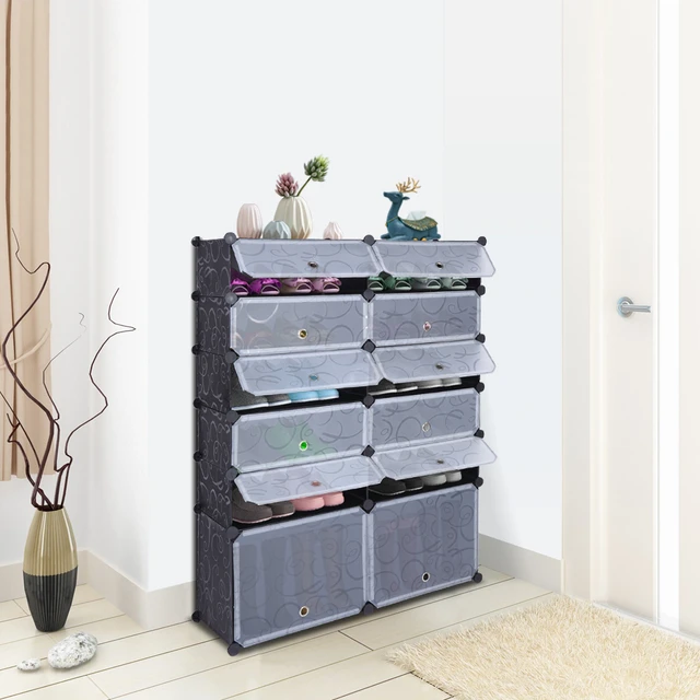 like-it Modular 6-Grid Shoe Shelf, 6 Grid Shelf with Add-Ons