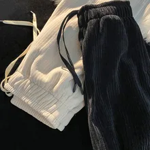 

Autumn Winter Plus Velvet Corduroy Pants Men Warm Fashion Wide-leg Casual Pants Men Loose Hip-hop Straight Pants Mens Trousers