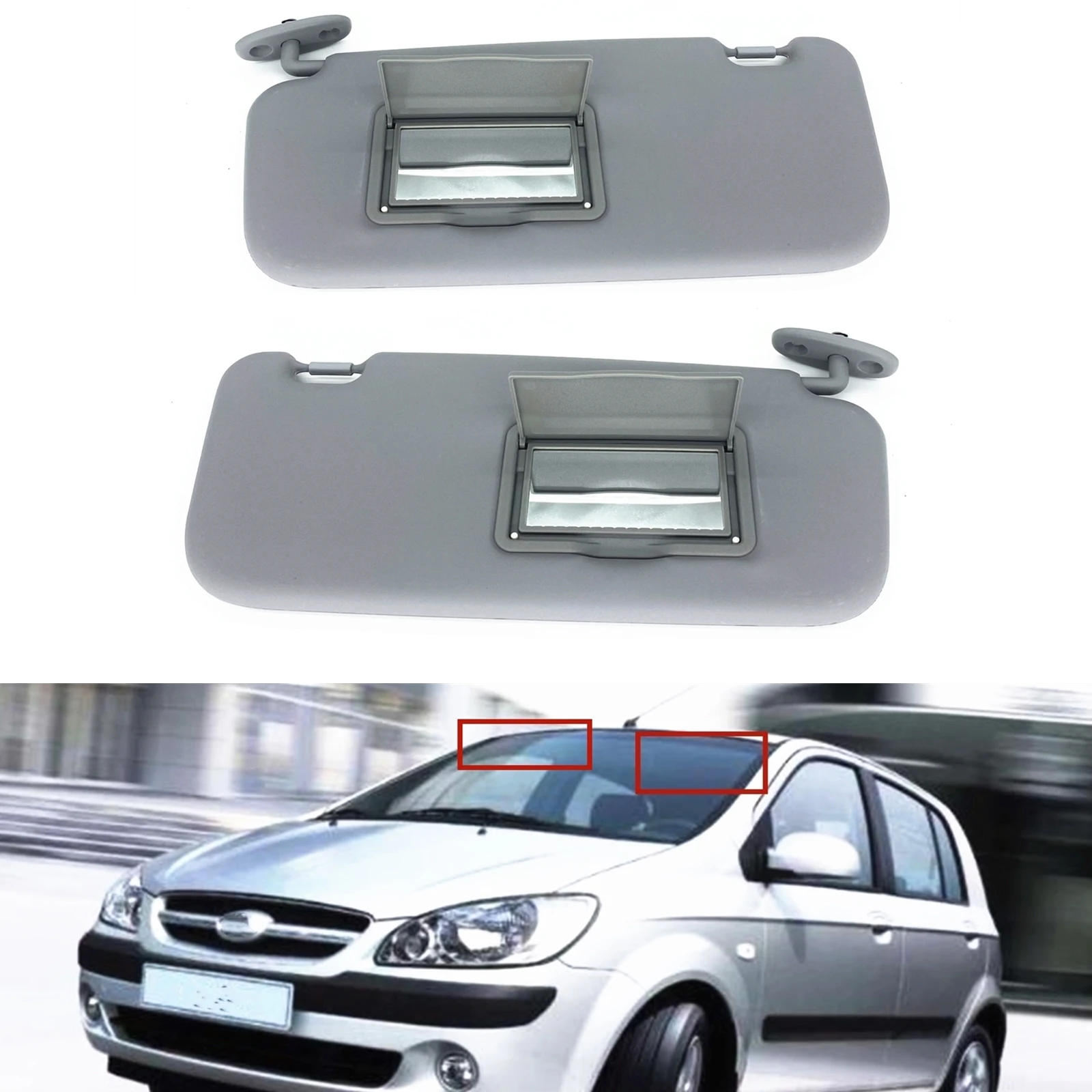

Sunshade Gray Sun Visor For HYUNDAI GETZ CLICK 2002-2012 LHD Car Left/Right Front Sunvisor Blind Cover Shield Shade With Mirror