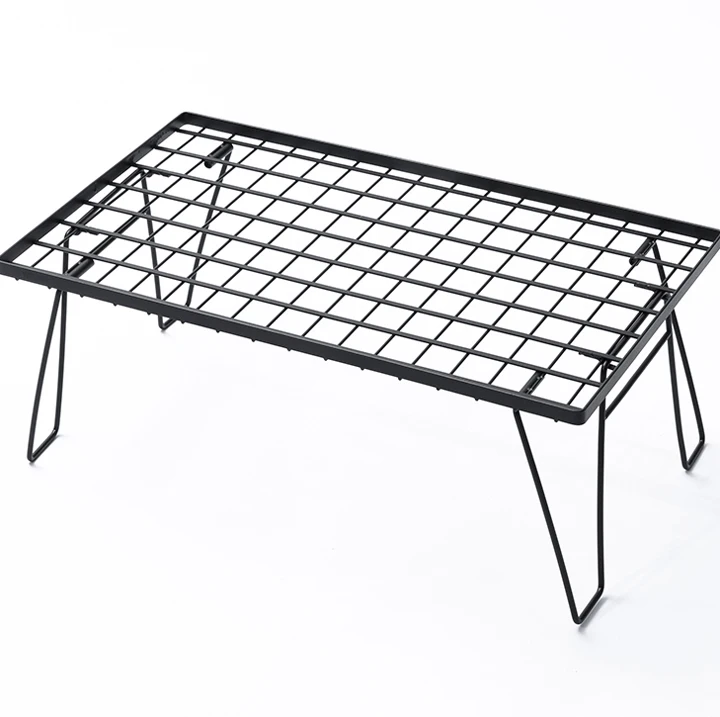 

Black Iron Collapsible Wire Leg Camping Picnic Table, Folding Portable Metal Steel Table BBQ Outdoor Custom Color