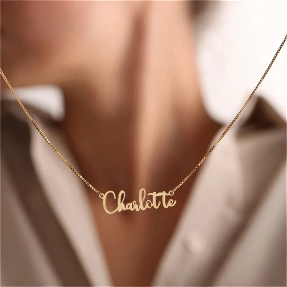 

Custom Name Boutique Stainless Steel Necklace Nameplate Custom Made Personalized Name Woman Necklace Letter Jewelry Gifts