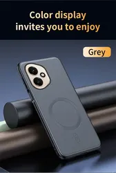 Magnetic Leather Shield Cover - Anti - Fingerprint, Non - Slip, PC+TPU Construction - HONOR 400 (GRAY)
