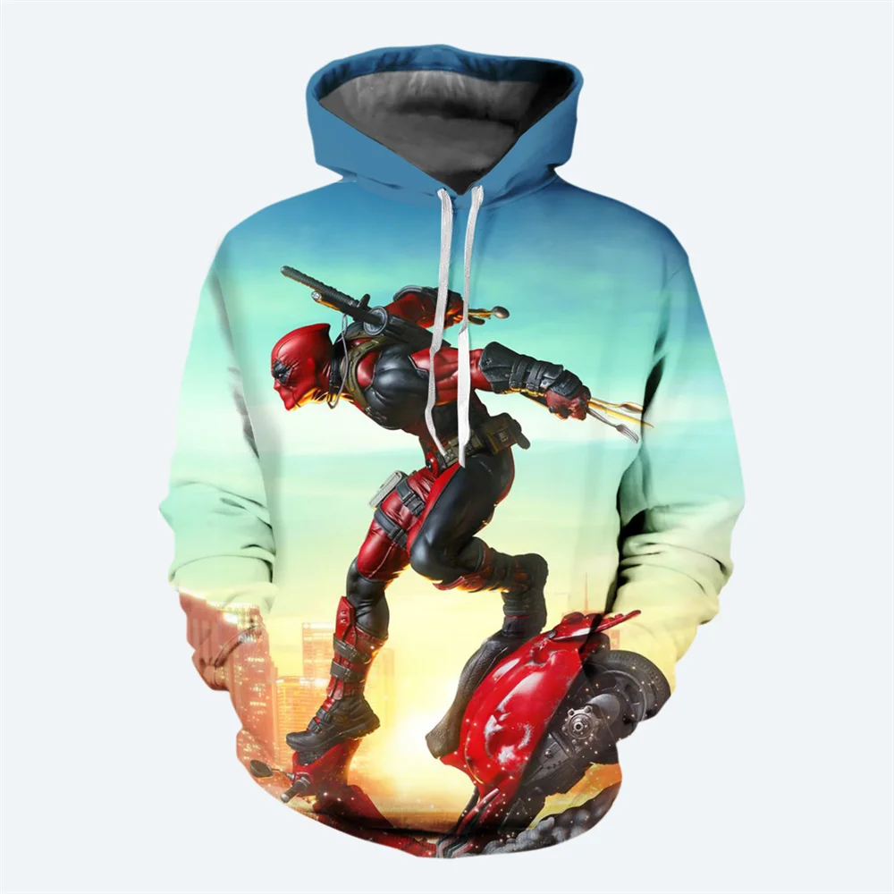 thumbnail image 1 of Nueva sudadera con capucha de Marvel para hombre, con estampado 3D de Deadpool, sudadera clásica de estilo informal, sudadera de moda urbana de hip hop para hombre, 1 of 5