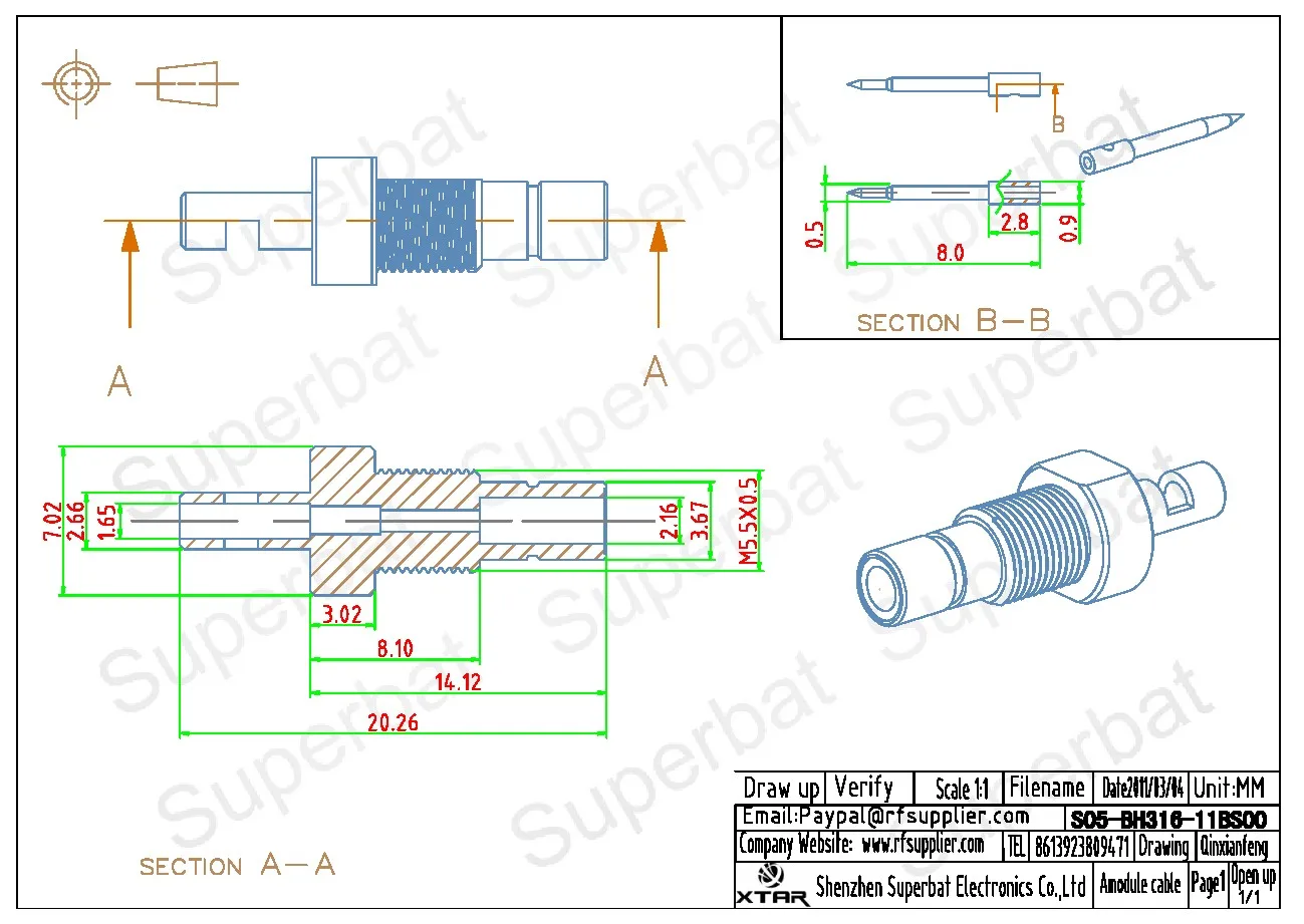Superbat 10pcs SMB Crimp Female Bulkhead RF Coaxial Connector for Cables RG174 RG188A RG316 LMR100 - Bulk Pack