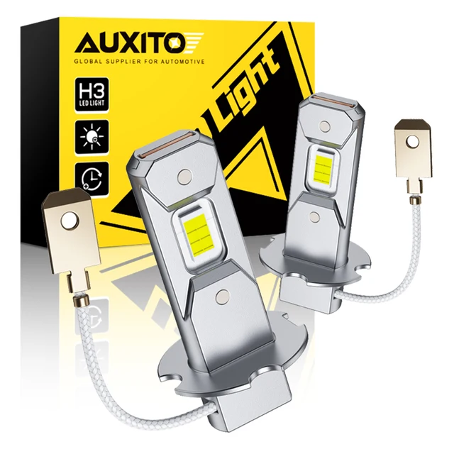 2 ชิ้น AUXITO H3 หลอดไฟ LED หมอกไฟไม่มีพัดลม Mini Auto โคมไฟ DRL ไฟวิ่งกลางวัน 1:1 ขนาด 6500 พันสีขาว 3000 พันสีเหลือง 12 โวลต์ Canbus 1