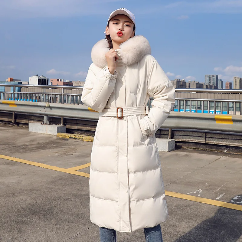 

Parkas for Women Fall Winter 2023 New Fashion Long Sleeve Thicken Warm Jackets Chic Fur Collar Solid Loose Long Coats