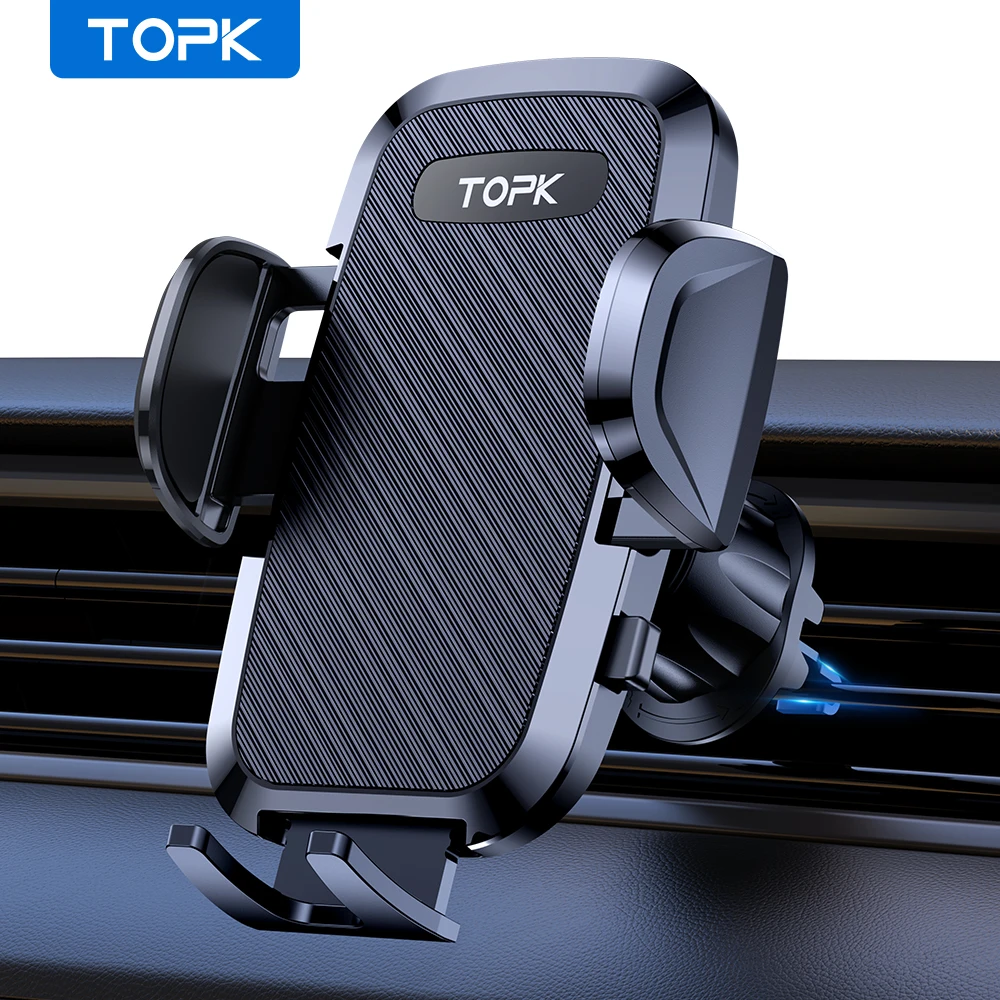 Topk D36g Universal Car Phone Holder With Hook Clip Air Vent Car Mount