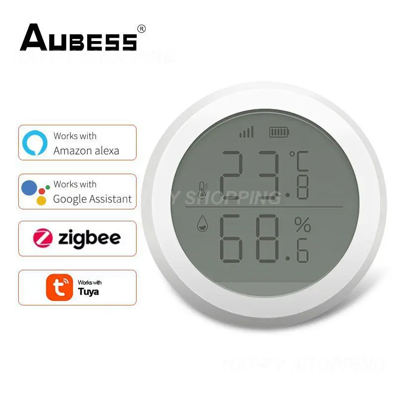 

Умный термометр Tuya, домашний датчик температуры и влажности с ЖК-дисплеем, голосовым управлением через приложение, Alexa Home