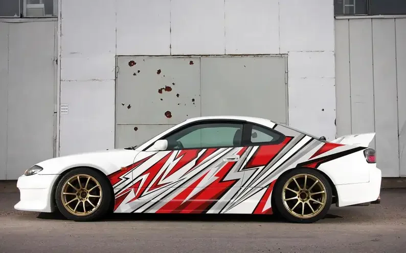 

Racing Car Side Wrap Abstract Stripe, Car Livery Decal, Vinyl Sticker, Color, Decal, Design, DieCut, Graphic, Lightning, Drift,