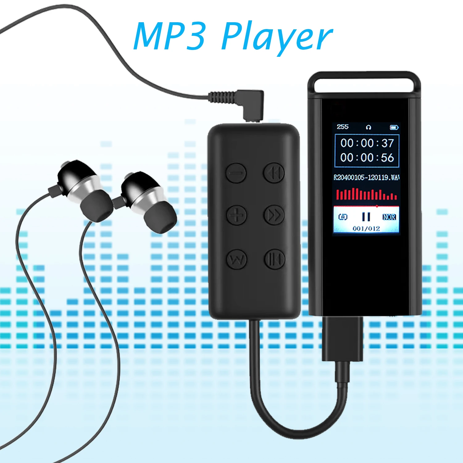 USB C portlu mini dijital ses kaydedicinin yan profili