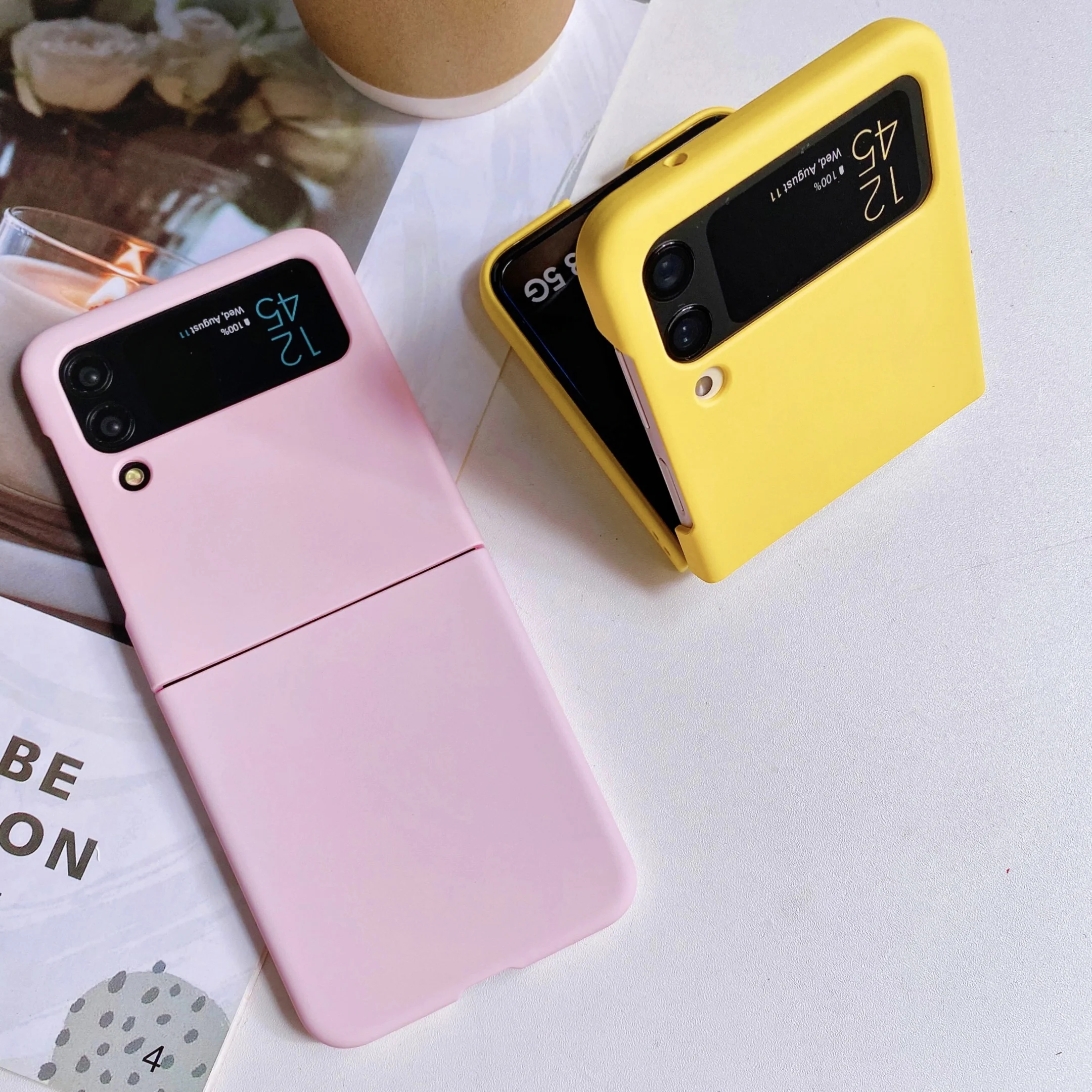 Minimalist Solid Color Protective Phone Case, Foldable Design